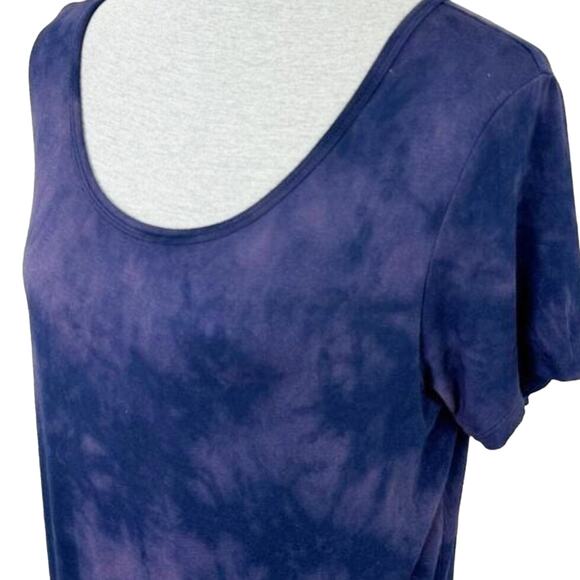 Anthro Silence + Noise Margo Tie Dye Tunic Blue Purple Split back‎ Top Size Med - Picture 8 of 9